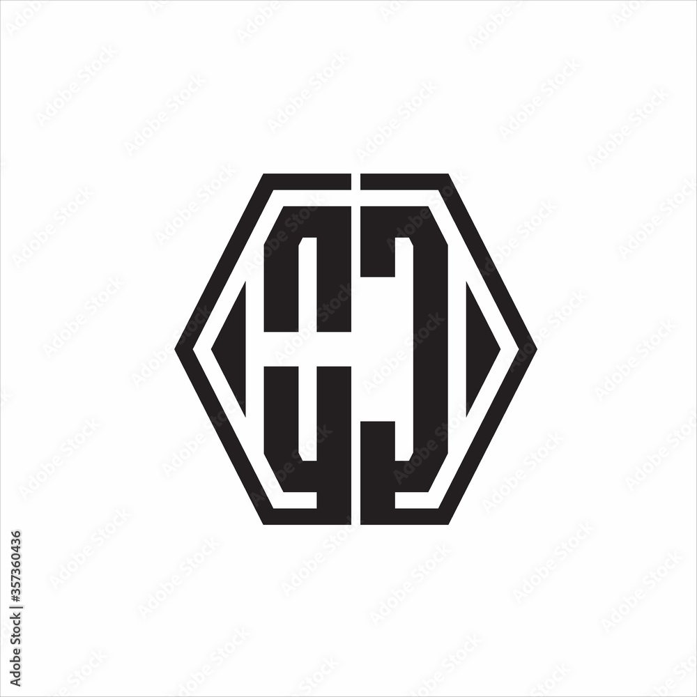 OC Logo monogram with hexagon line rounded design template on white background OC Logo monogram with hexagon line rounded design template on white background