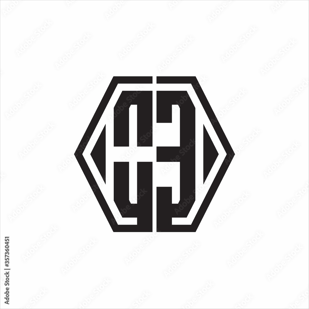 OE Logo monogram with hexagon line rounded design template on white background OE Logo monogram with hexagon line rounded design template on white background