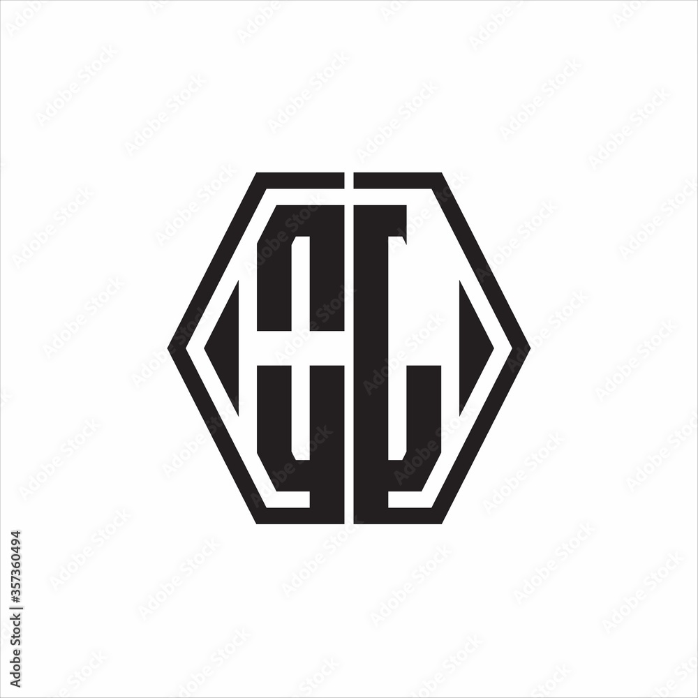 OL Logo monogram with hexagon line rounded design template on white background OL Logo monogram with hexagon line rounded design template on white background