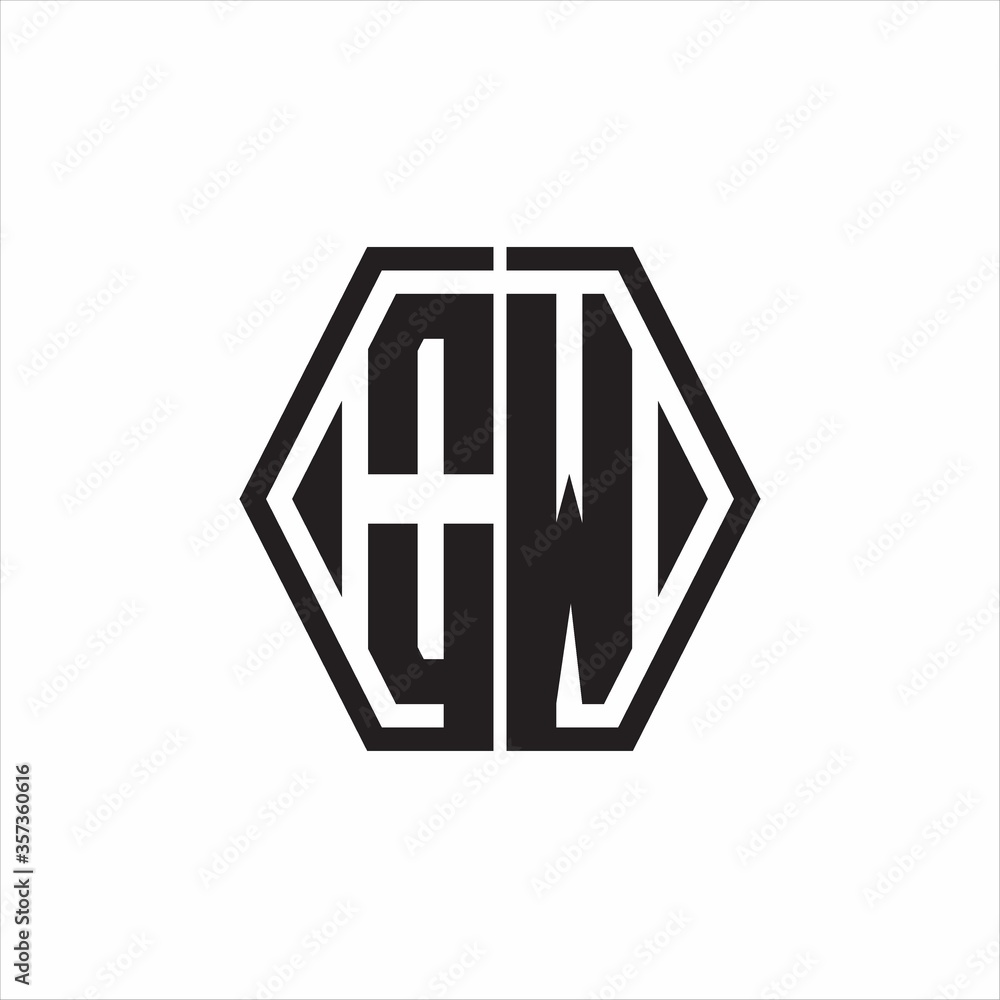 OW Logo monogram with hexagon line rounded design template on white background OW Logo monogram with hexagon line rounded design template on white background