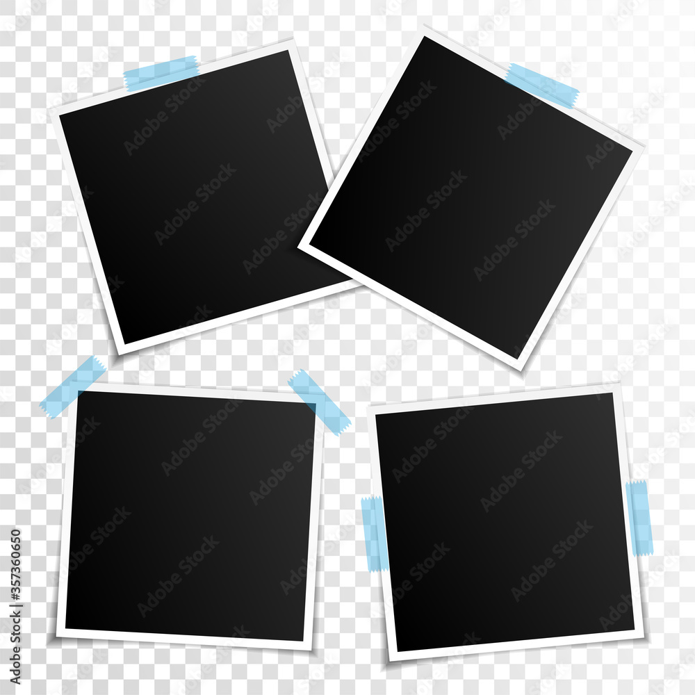Set of empty photo frames with adhesive tape Set of empty photo frames with adhesive tape