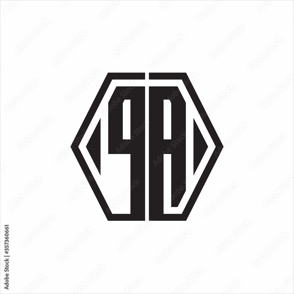PA Logo monogram with hexagon line rounded design template on white background PA Logo monogram with hexagon line rounded design template on white background