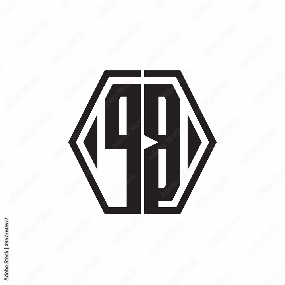 PB Logo monogram with hexagon line rounded design template on white background PB Logo monogram with hexagon line rounded design template on white background