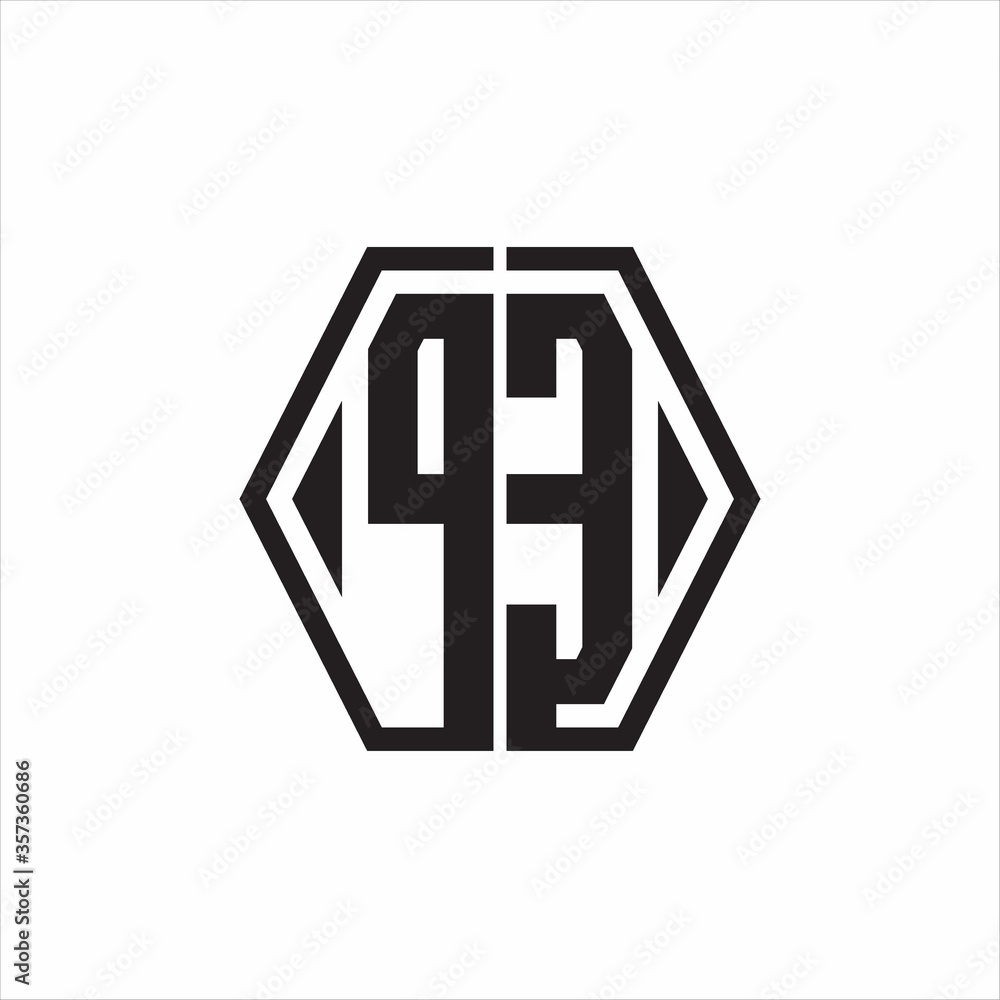 PE Logo monogram with hexagon line rounded design template on white background PE Logo monogram with hexagon line rounded design template on white background