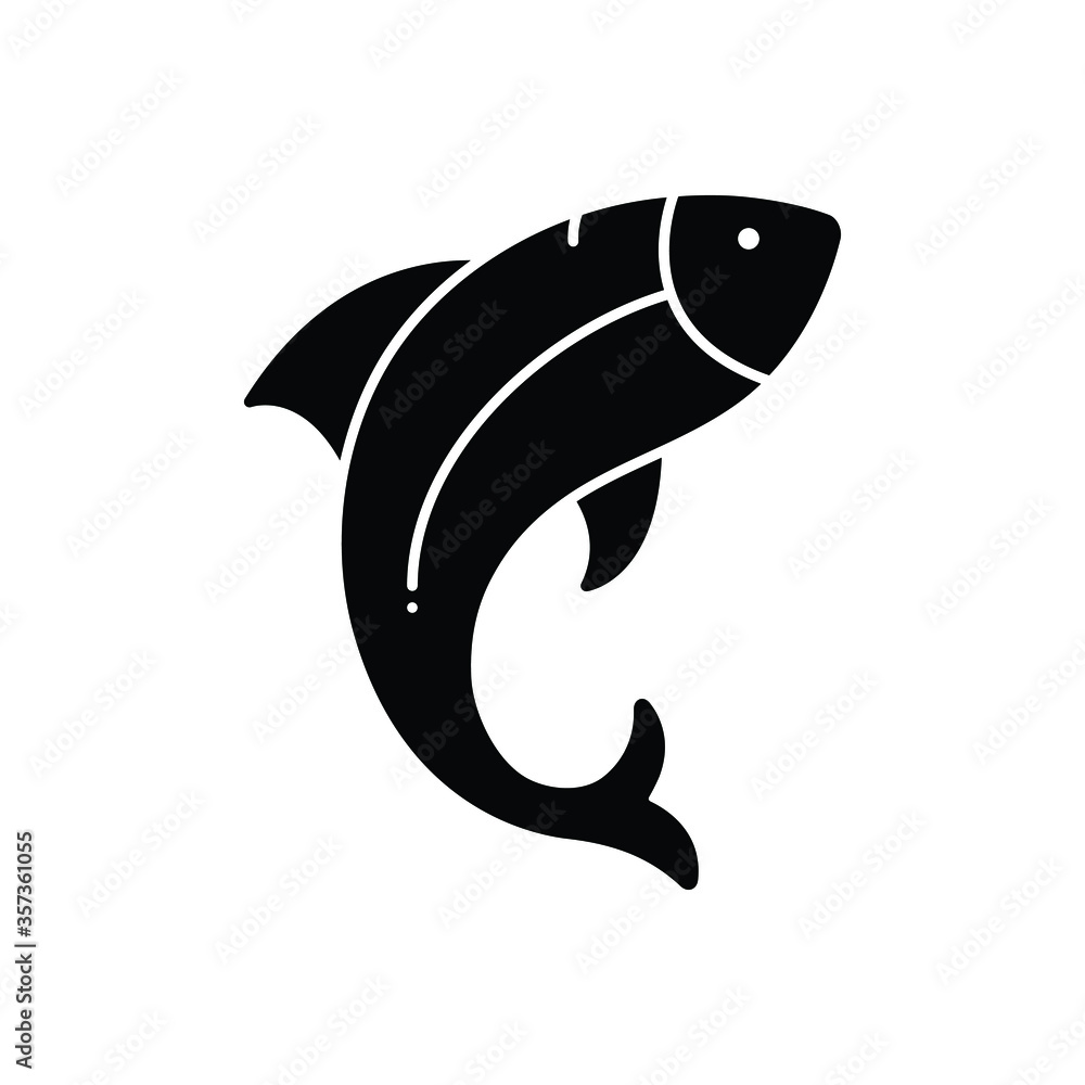 Fototapeta premium Black solid icon for fish