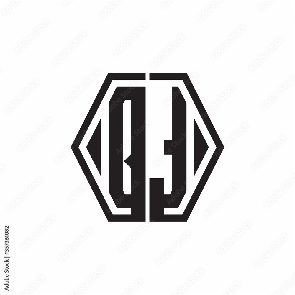 QT Logo monogram with hexagon line rounded design template on white background QT Logo monogram with hexagon line rounded design template on white background
