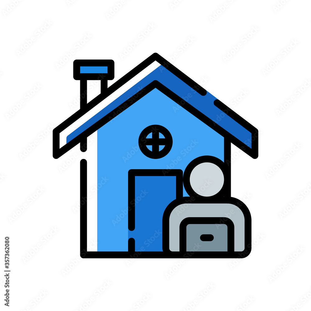 work from home icon isolated on white background. vector illustration in filled line style. EPS 10 work from home icon isolated on white background. vector illustration in filled line style. EPS 10