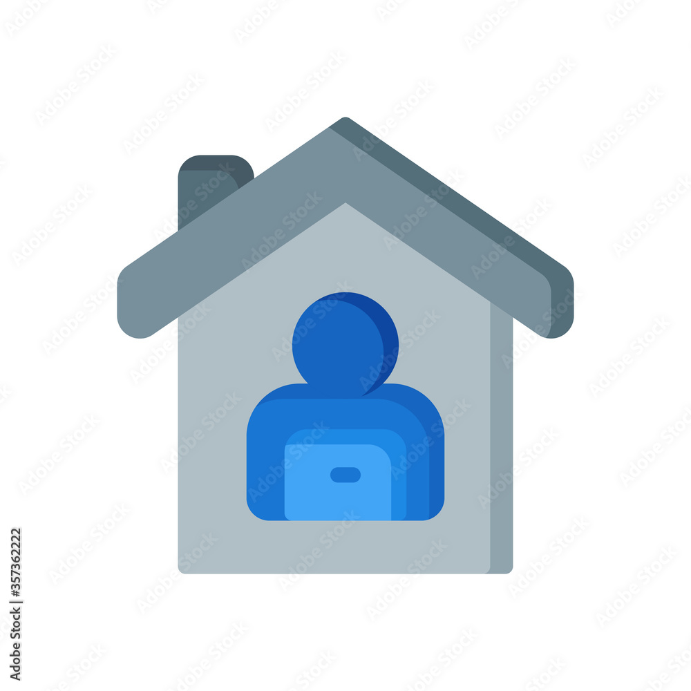 Work at home during an outbreak of the COVID-19 virus. Coronavirus quarantine preventive measures. person working on laptop in flat style icon. EPS 10 Work at home during an outbreak of the COVID-19 virus. Coronavirus quarantine preventive measures. person working on laptop in flat style icon. EPS 10