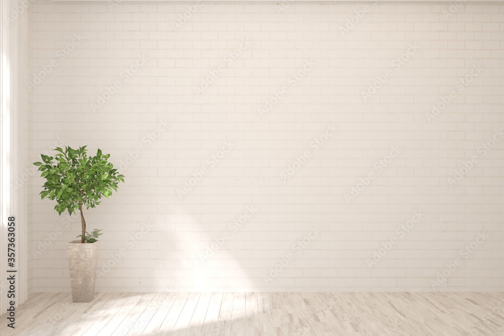 White empty room. Scandinavian interior design. 3D illustration White empty room. Scandinavian interior design. 3D illustration