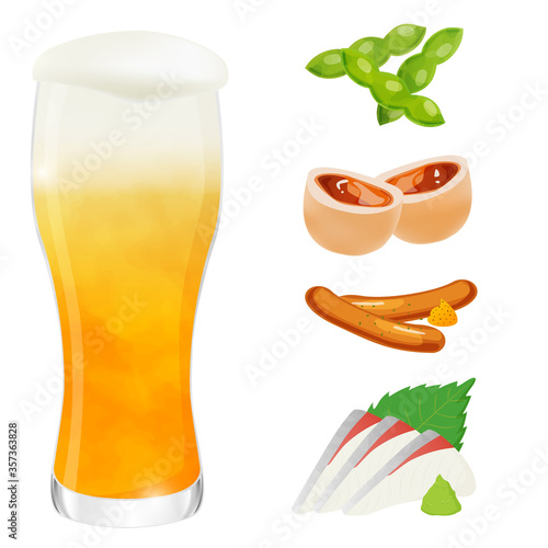 ビールとおつまみのイラスト