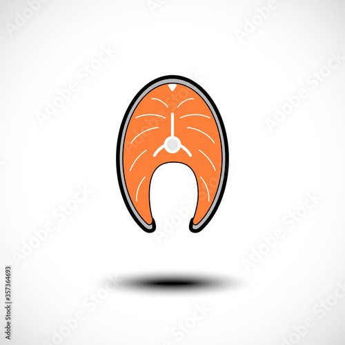 Fish steak icon. Salmon, Tuna, Pangasius steak. Vector illustration
