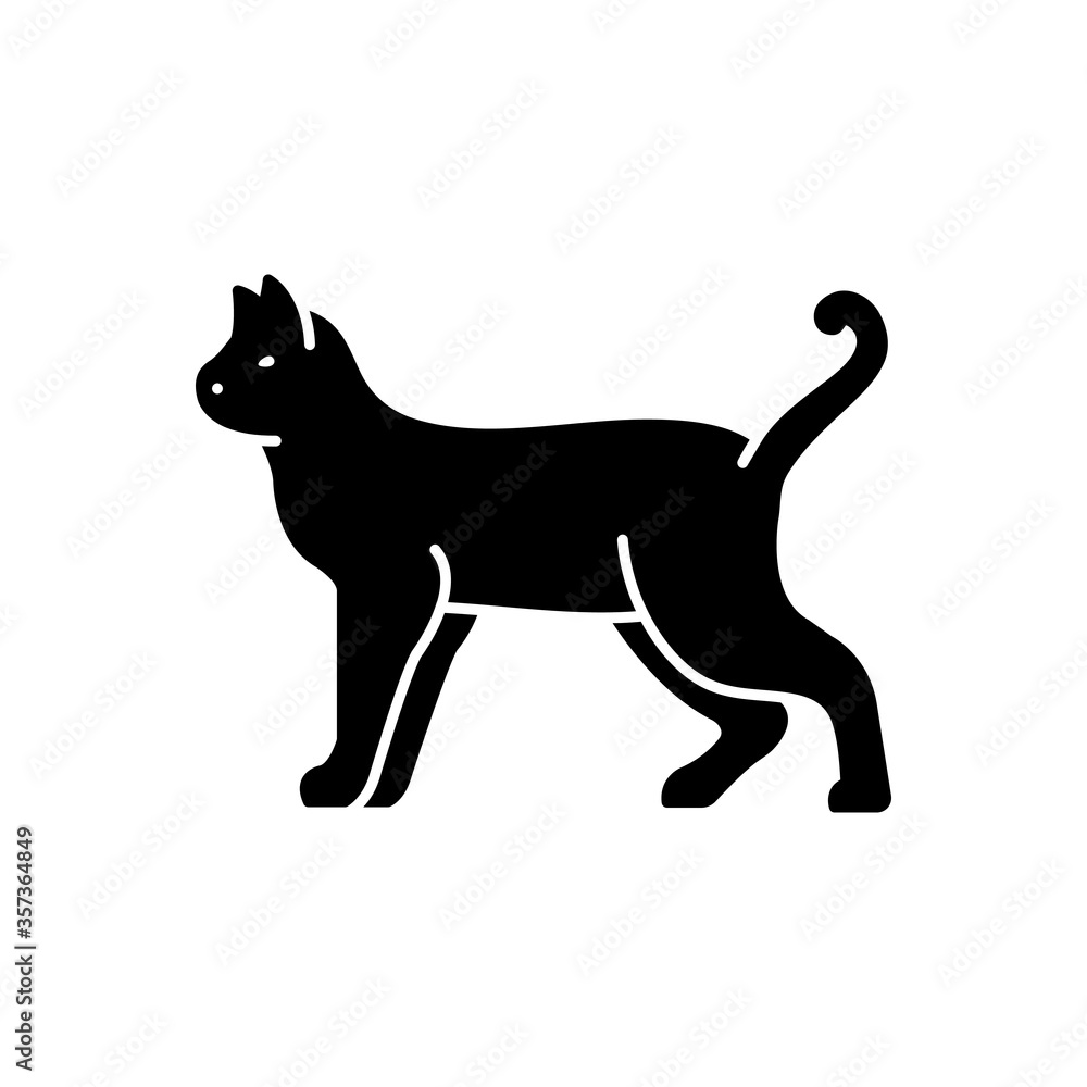 Black solid icon for cat
