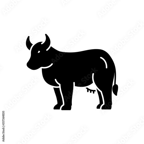Black solid icon for cow 