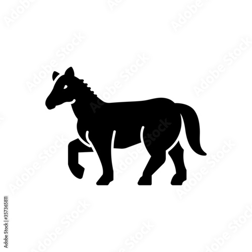Fototapeta Naklejka Na Ścianę i Meble -  Black solid icon for horse
