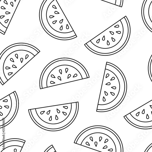 Seamless pattern with watermelons. Vector illustration on a white background. 