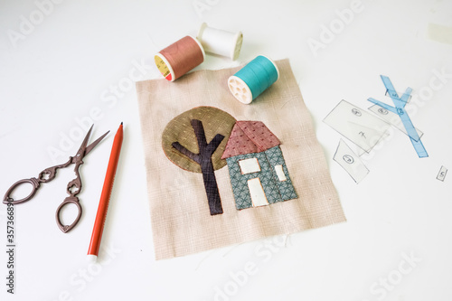 Hand-sewn work and activities detained at home