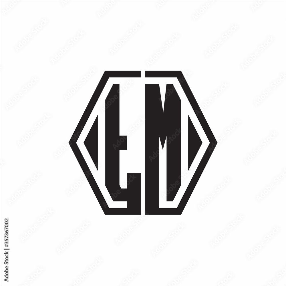 TM Logo monogram with hexagon line rounded design template on white background TM Logo monogram with hexagon line rounded design template on white background