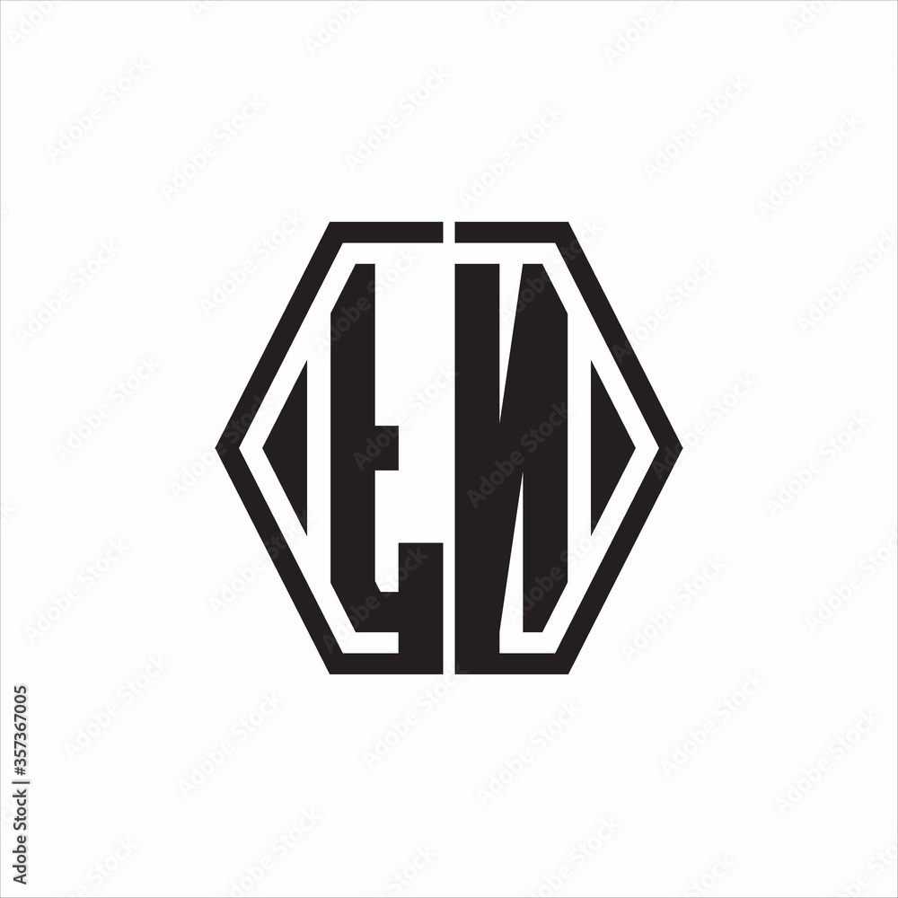 TN Logo monogram with hexagon line rounded design template on white background TN Logo monogram with hexagon line rounded design template on white background