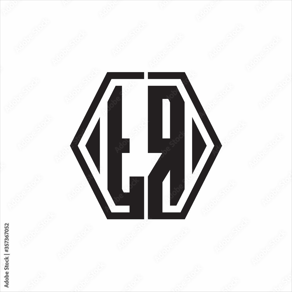 TR Logo monogram with hexagon line rounded design template on white background TR Logo monogram with hexagon line rounded design template on white background
