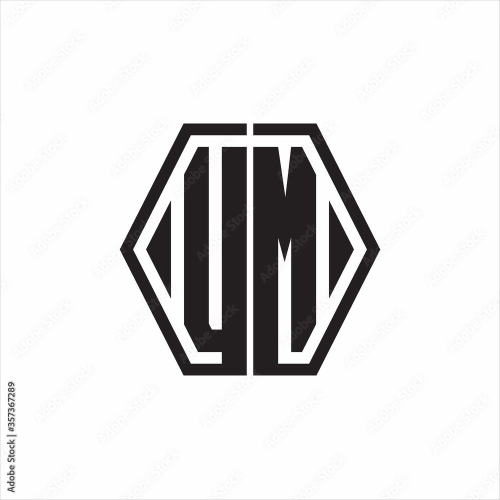 UM Logo monogram with hexagon line rounded design template on white background UM Logo monogram with hexagon line rounded design template on white background