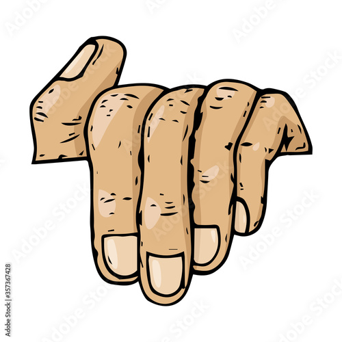 Hand holds icon. Vector illustration of a man's wrist. Hand drawn male hand.
