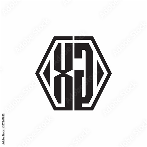 XG Logo monogram with hexagon line rounded design template on white background