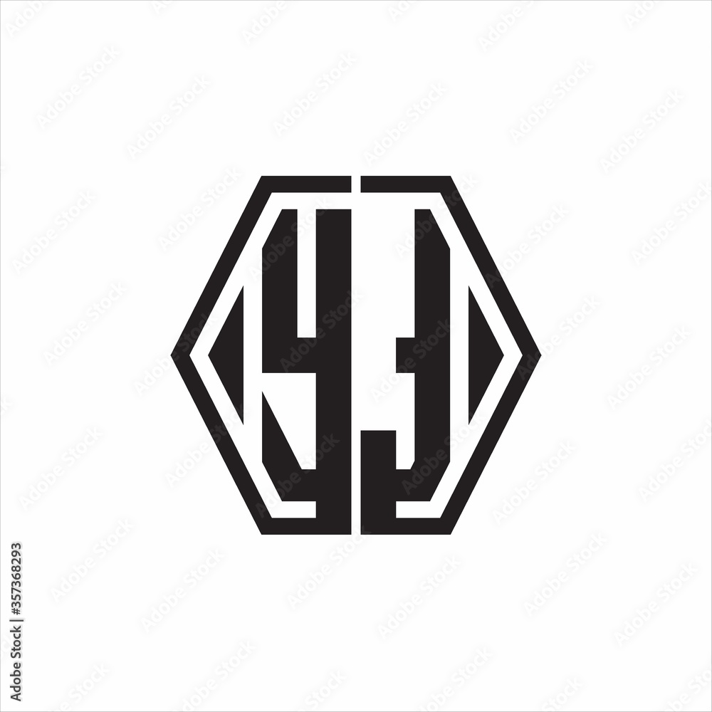 YT Logo monogram with hexagon line rounded design template on white background YT Logo monogram with hexagon line rounded design template on white background