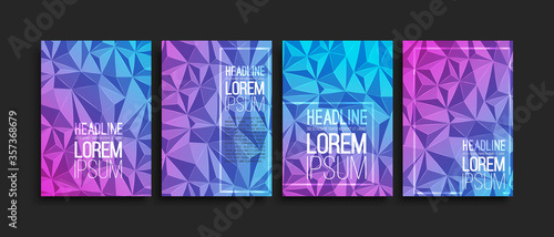 abstract low poly purple blue template set. Vector low poly background. EPS 10
