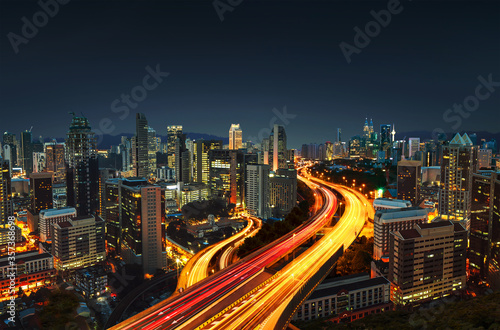 Panorama cityscape of Kuala Lumpur city center night view. © Image Craft