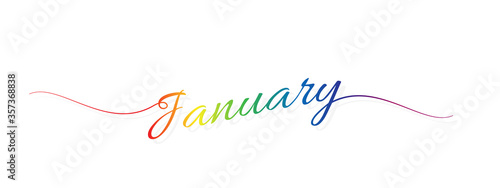 january letter calligraphy banner colorful gradient 