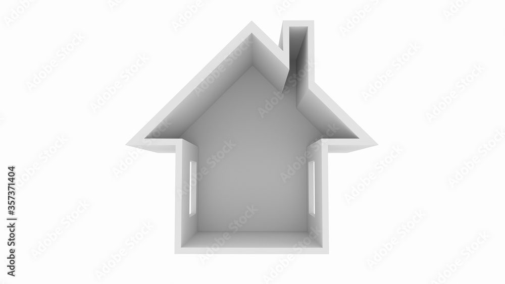 Empty house cross section isolated on white background. 3d rendering Empty house cross section isolated on white background. 3d rendering