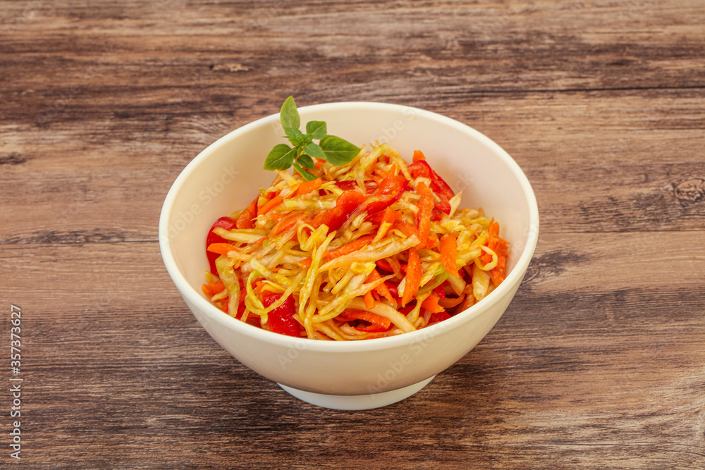 Cabbage salad with carrot and pepper