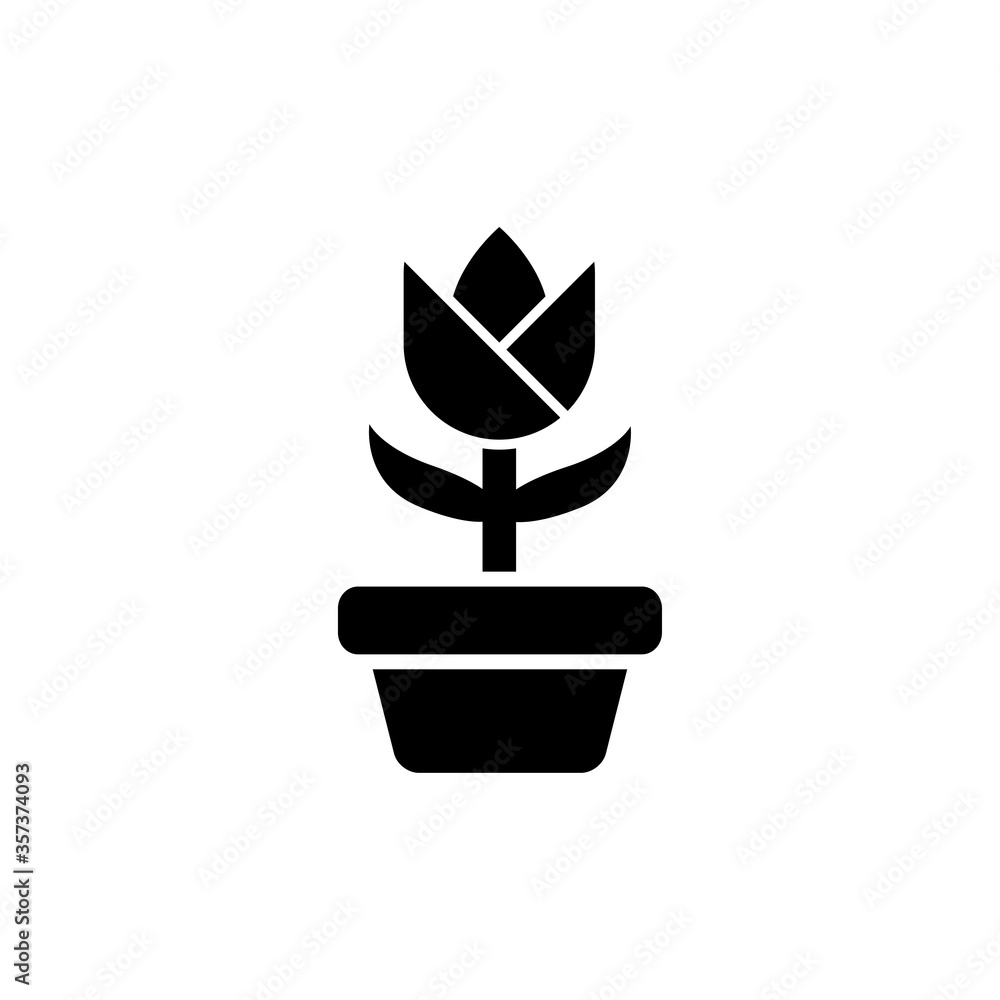 plant in flower pot icon, glyph style design plant in flower pot icon, glyph style design