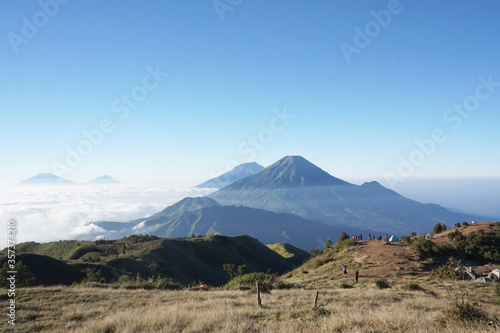 Mountains view from top of the Prau mountain, Dieng, Wonosobo, Central Java, Indonesia
