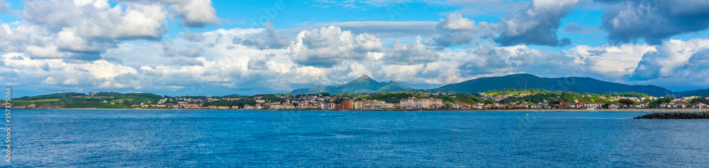 The French town of Hendaye from the beautiful beach of Fuenterrabia, Gipuzkoa. Basque Country
