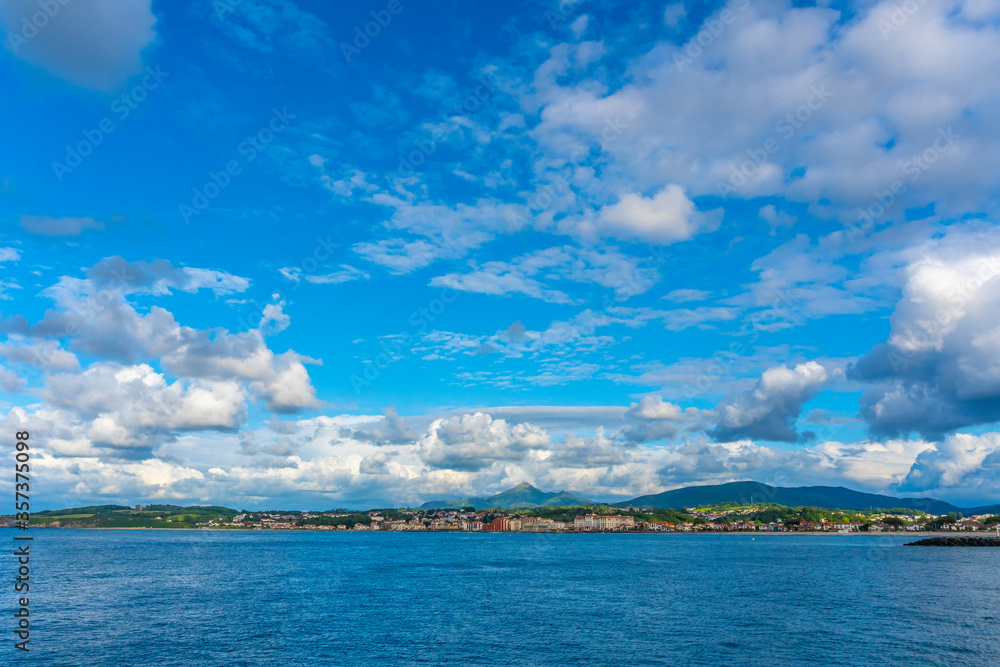 Looking at the French town of Hendaye from the beautiful beach of Fuenterrabia, Gipuzkoa. Basque Country Looking at the French town of Hendaye from the beautiful beach of Fuenterrabia, Gipuzkoa. Basque Country