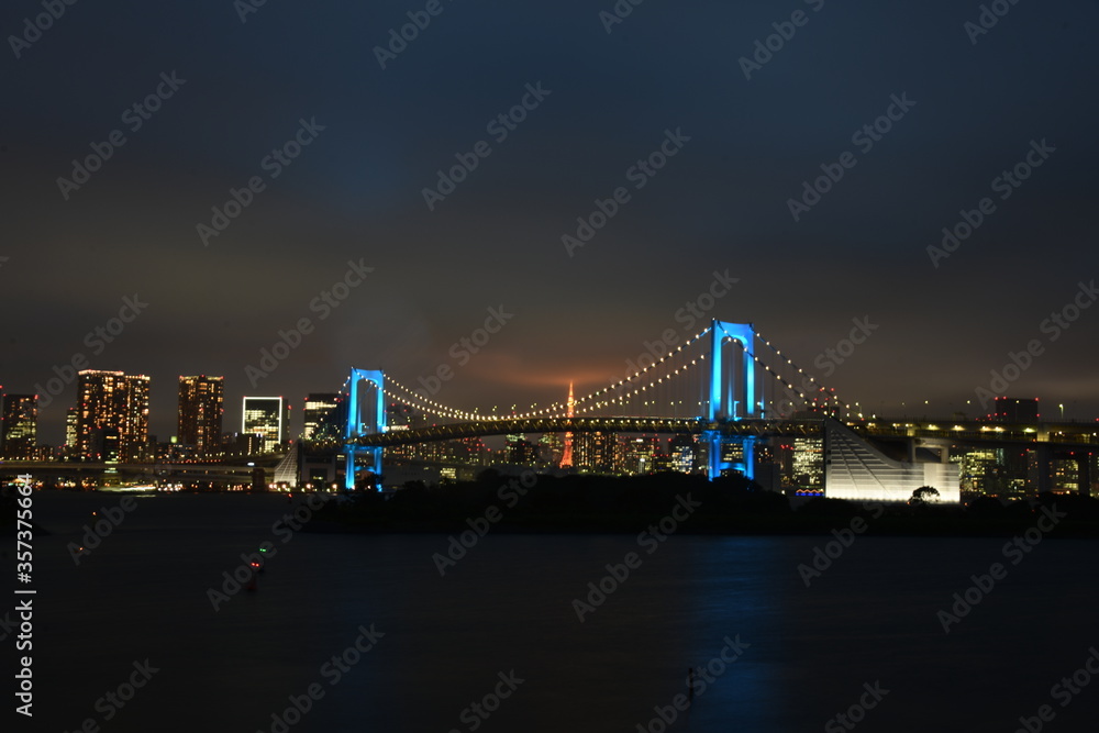 Blue rainbow bridge in Tokyo