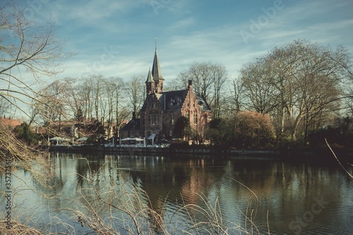 Landscape shot of Minnewaterpark Bruges in Belgium photo