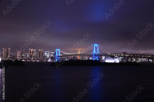 Blue rainbow bridge in Tokyo