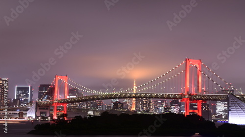 Red rainbow bridge in Tokyo