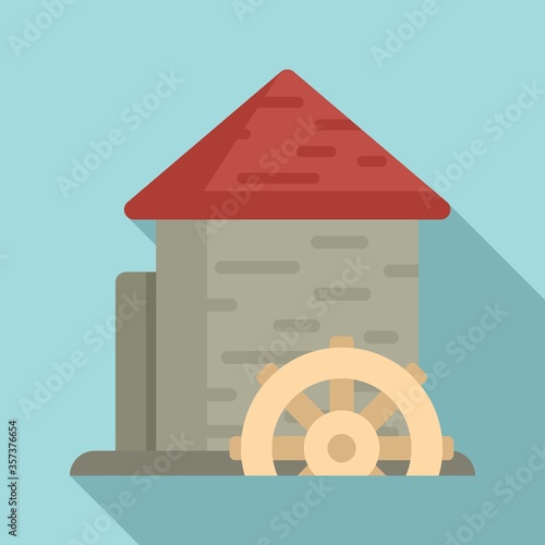 Construction water mill icon. Flat illustration of construction water mill vector icon for web design