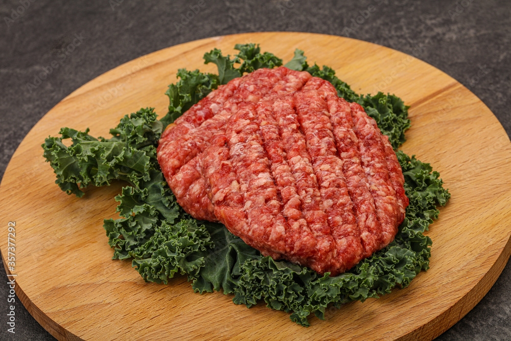 Raw beef burger cutlet for cooking Raw beef burger cutlet for cooking