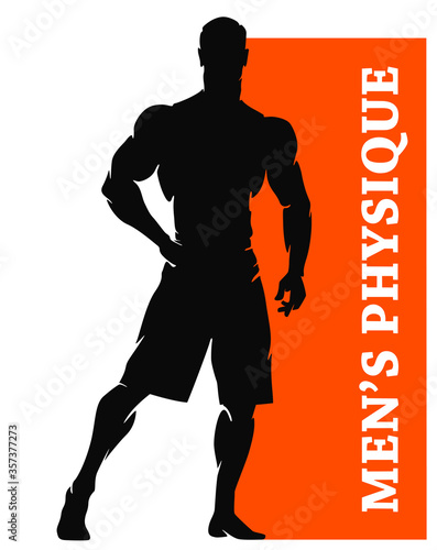 Muscular Man Silhouette Lifting Weights. Fitness icon