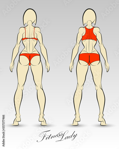 beautiful body woman, back fitness lady, sportswoman