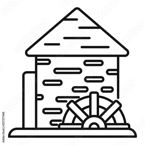 Waterwheel mill icon. Outline waterwheel mill vector icon for web design isolated on white background