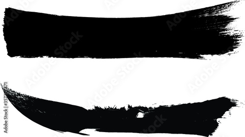 Grunge Paint Roller . Vector brush Stroke . Distressed banner . Black stripes isolated. paintbrush collection . Modern Textured shape . Dry border in Black . Bulge lines . Rough edges. 