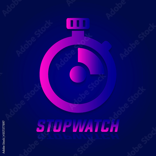 Stopwatch, Sports Timer, Countdown Clock. Flat Vector Icon illustration. Simple black symbol on gradient color background. Stopwatch, Sports Timer, 