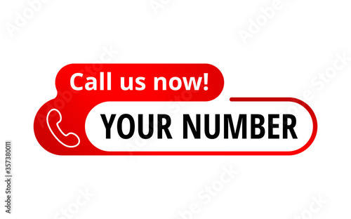 Call us button  - creative template for phone number in website header  - conspicuous sticker with phone headset pictogram