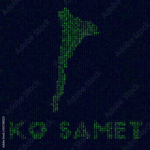 Digital Ko Samet logo. Island symbol in hacker style. Binary code map of Ko Samet with island name. Elegant vector illustration.