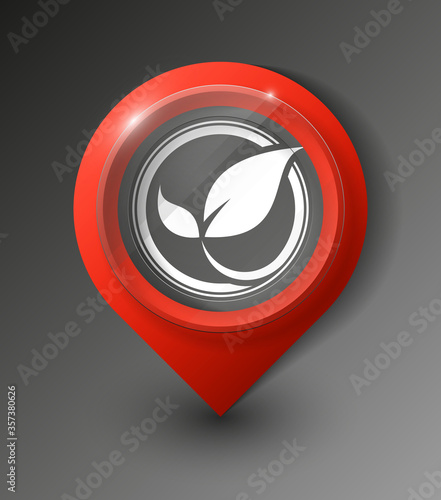 excellent set of colorful pointers to determine location. Eco icon green leaf illustration isolated